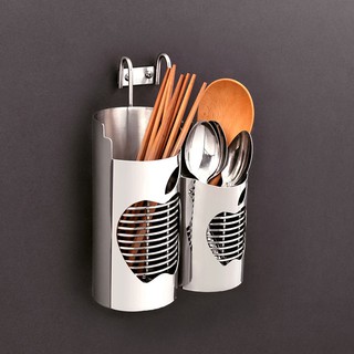 Ống đũa đôi INOX 304 OD03 họa tiết hình quả táo, có thể treo hoặc khoan tường,không đọng nước.