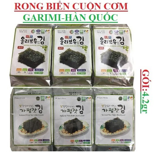 Lố 3 gói rong biển cuộn cơm hàn quốc lá kim ăn liền garimi gói 4,6gr