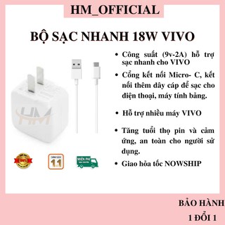 BỘ CỦ CÁP SẠC NHANH 18W VI-VO BẢO HÀNH 1 ĐỔI 1