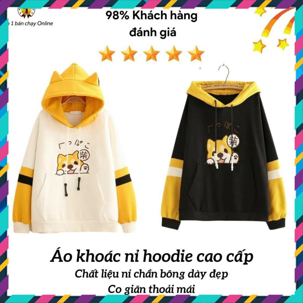[TẶNG KÈM NÓN] - ❤️Áo khoác nỉ hoodie ❤️ Chó Shiba kute unisex cho nam và nữ, có nón, chất liệu nỉ trần bông dày | BigBuy360 - bigbuy360.vn