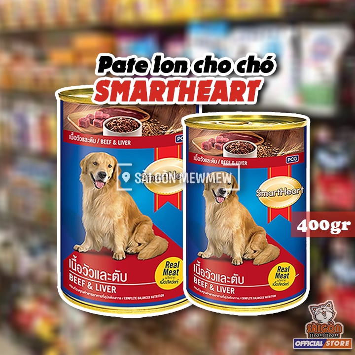 PATE LON CHO CHÓ SMARTHEART VỊ BÒ &amp; GAN 400g