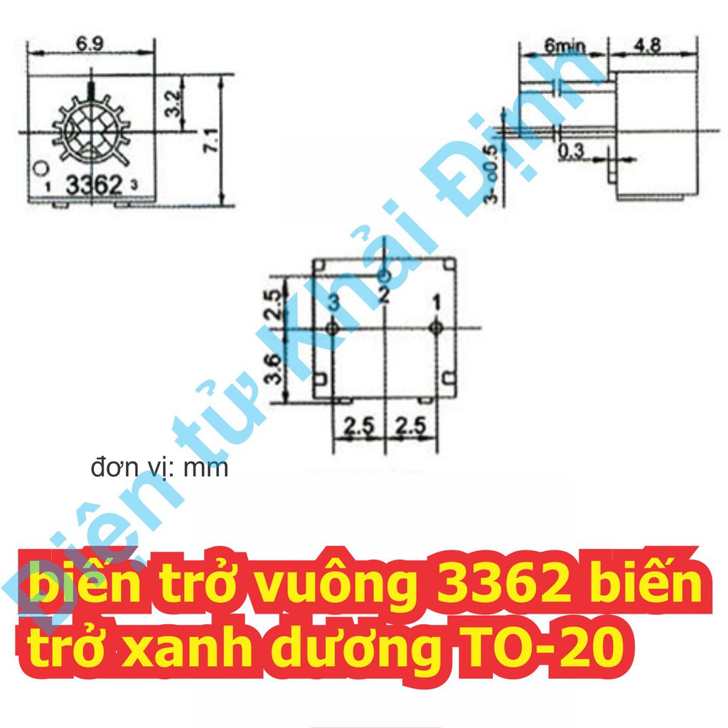 biến trở vuông 3362 ,502 ,5k (giá cho 10 con) KDE0162