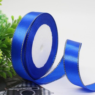 Ruy băng vải lụa satin viền kim tuyến bản rộng 2cm cuộn 22m