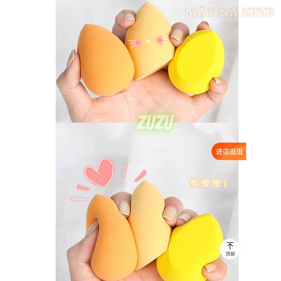 Hộp gồm 4 mút tán kem nền mút trang điểm mềm mại hình giọt nước siêu tiện dụng ZuZu