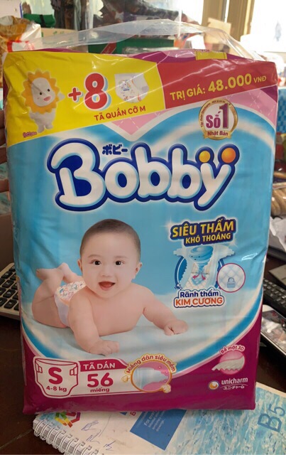 Tã Dán Bobby S(56)Trà Xanh Nhật Bản Thêm 6 Miếng Quần M