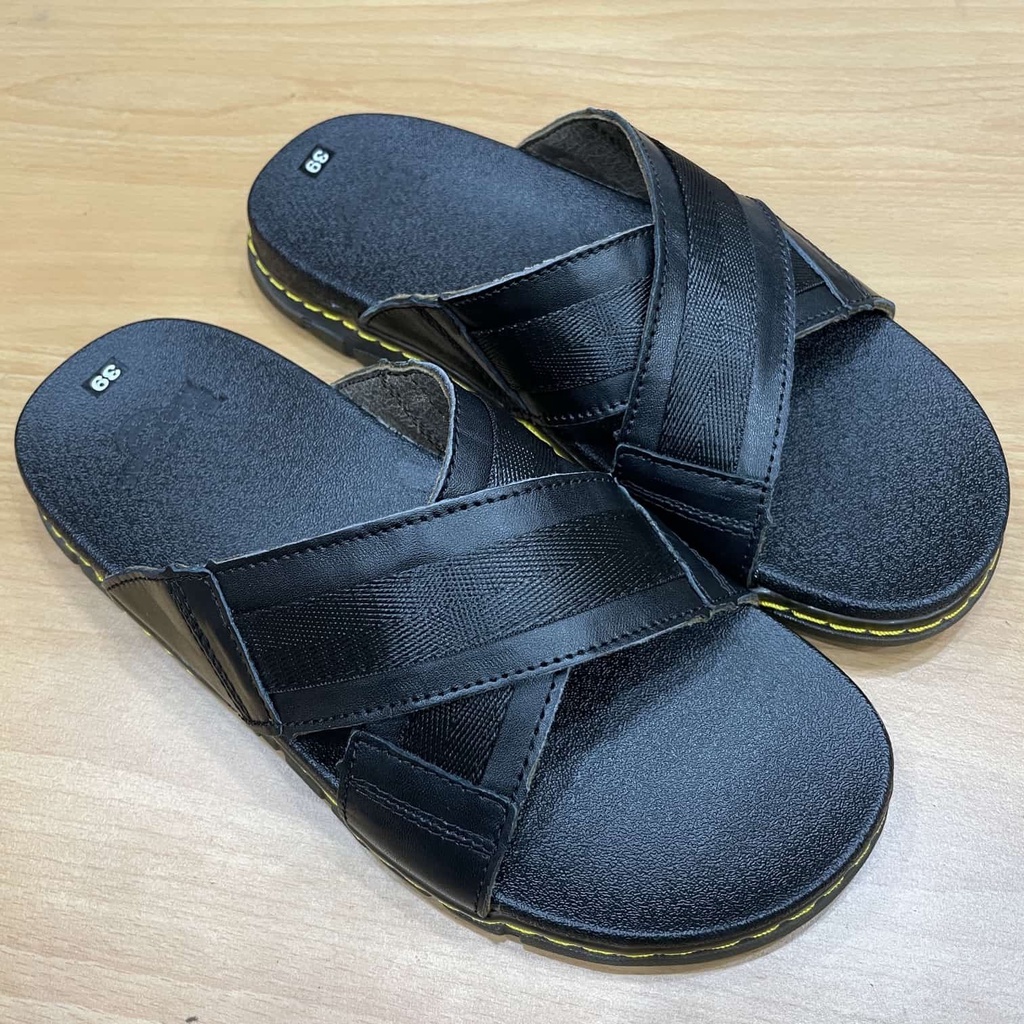 Dép nam quai ngang chéo da bò