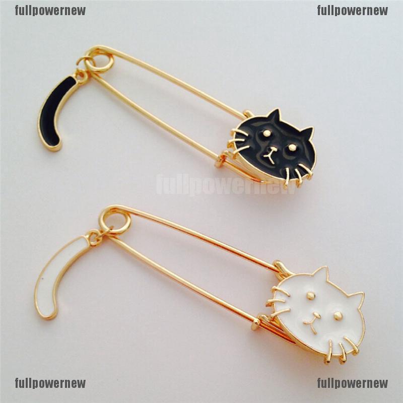 Ghim cài áo họa tiết chú mèo đen trắng đáng yêu