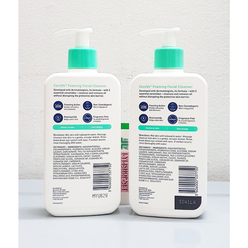 Sữa rửa mặt dịu nhẹ CERAVE Foaming Facial Cleanser chai 355ml của Mỹ
