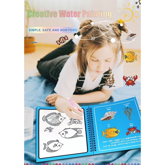 Tranh màu nước tô màu ma thuật cho bé giá rẻ - giúp bé phát triển trí tuệ - sử dụng được nhiều lần Tphcm