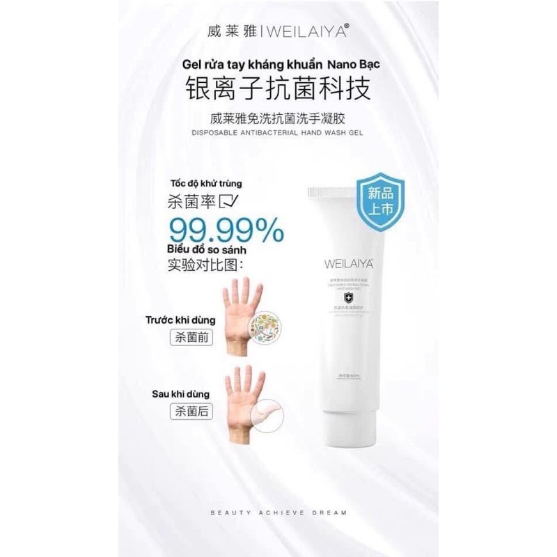 Gel rửa tay kháng khuẩn nano bạc Weilaiya