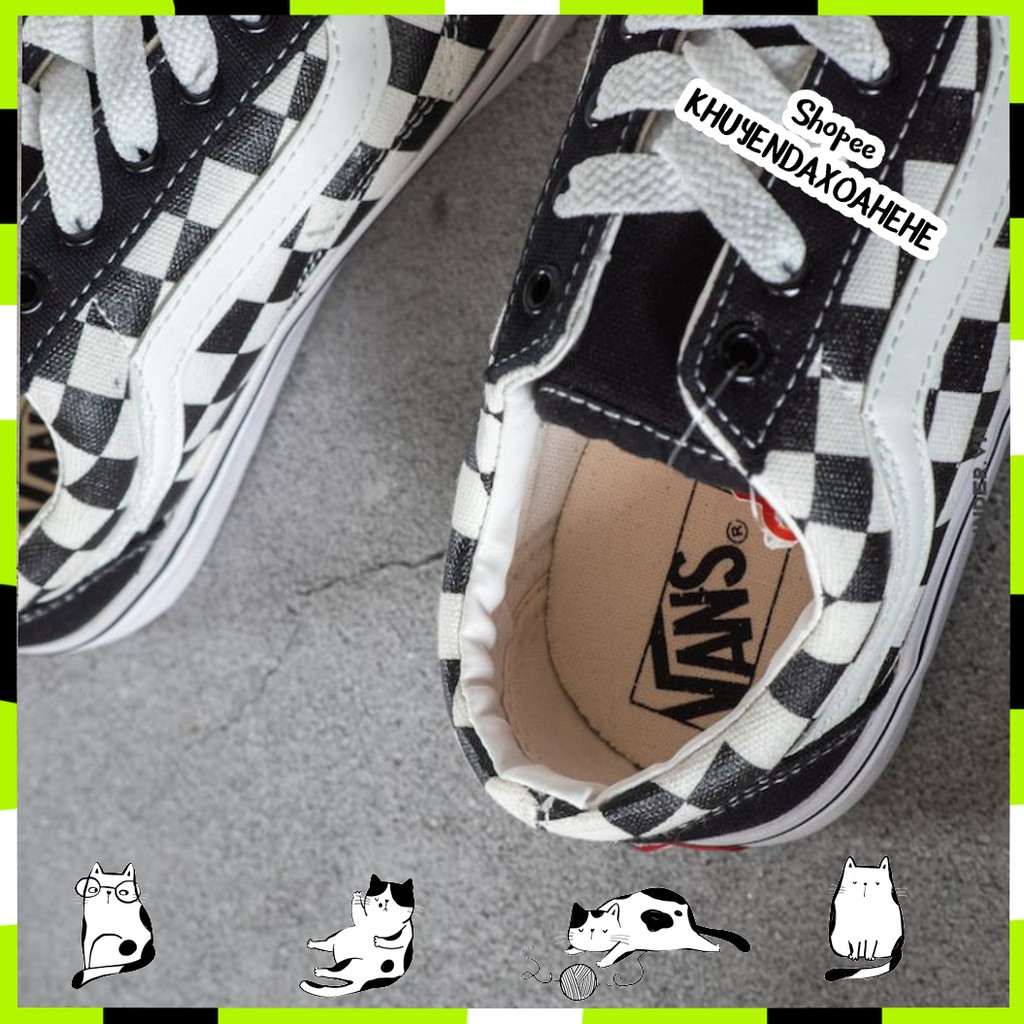 Giày V OLD SKOOL CHECKERBOARD BLACK &amp; WHITE, Giày thể thao nam nữ họa tiết caro đen trắng