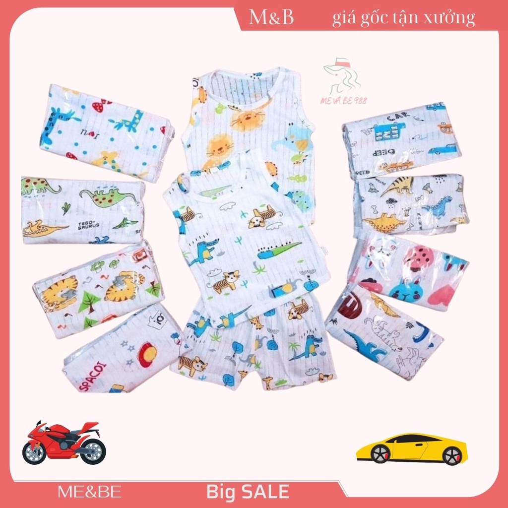 Quần áo trẻ em bộ đồ cotton giấy ba lỗ sát nách cho bé trai bé gái trẻ sơ sinh mặc nhà M&B shop
