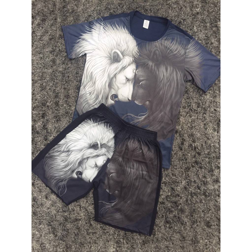 Đồ bộ nam_Bộ thời trang nam Sư Tử đen trắng in 3D | BigBuy360 - bigbuy360.vn