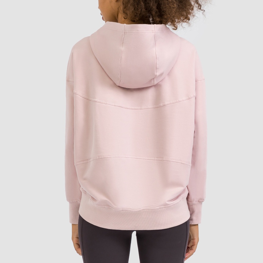 MOVING PEACH Women Sports Hoodie Solid color Loose Yoga Top BSW