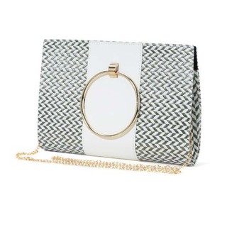 JUNO - Clutch da đan tay cầm kim loại - TXT184 - New 100% bear02