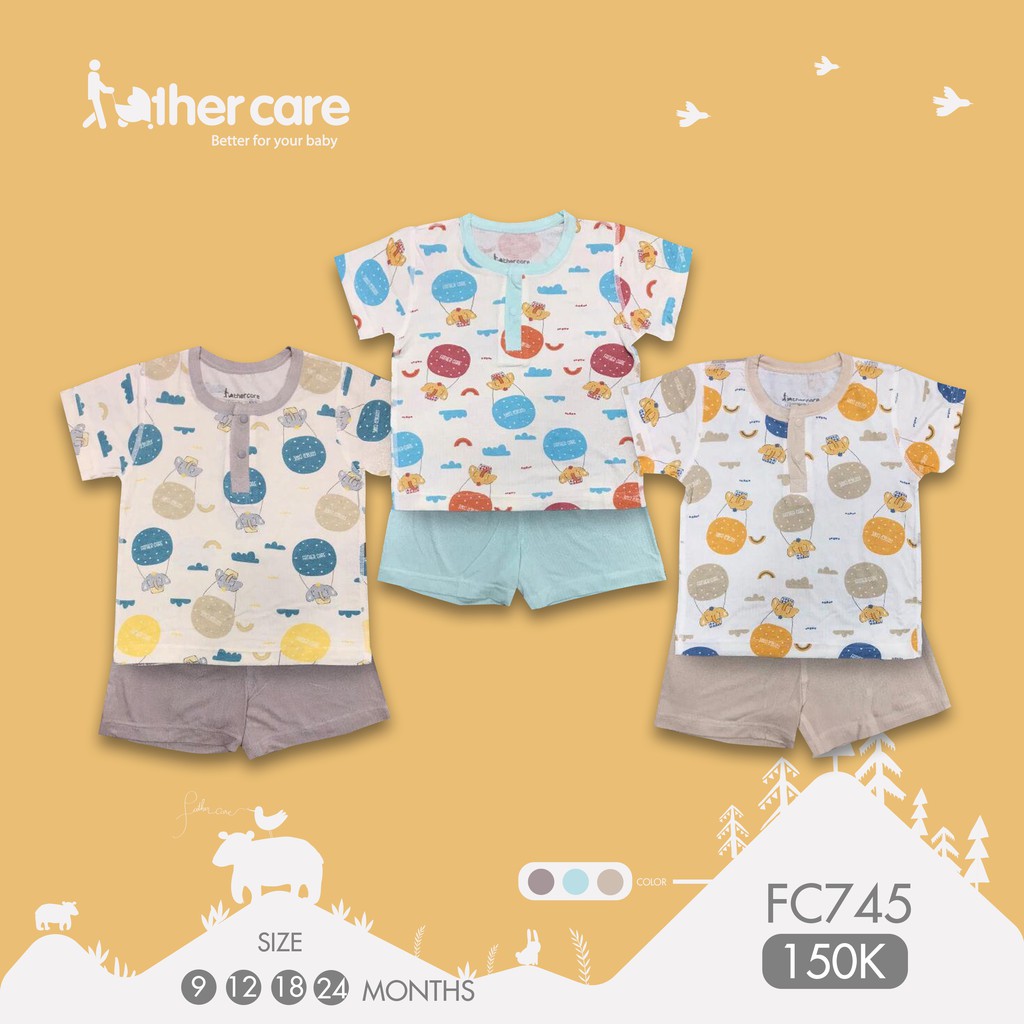 Bộ Quần áo trẻ em FatherCare Nẹp trụ CT - Voi (Họa tiết - Trơn) FC745