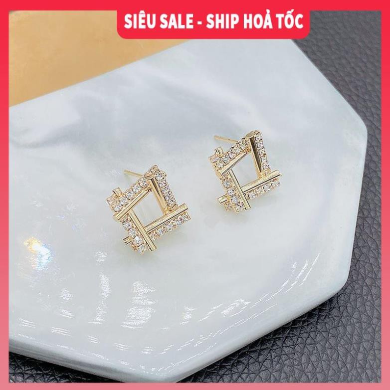 [SIÊU SALE - KÈM ẢNH THẬT] Bông tai đính đá hình thoi Hàn Quốc| Khuyên tai đẹp 2021- Wink Accessories L1AS11