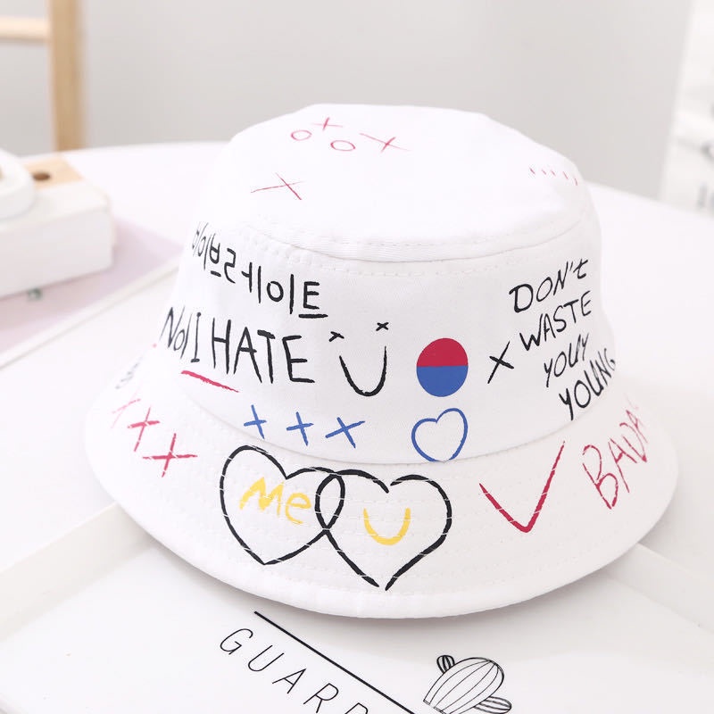 Mũ bucket nam nữ Graffiti ❤️ Nón tai bèo vành rộng chất cotton form unisex nhiều màu - N02