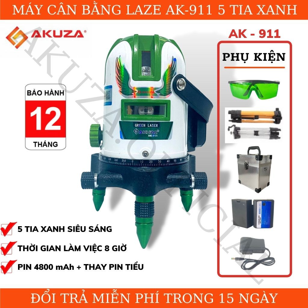 MÁY CÂN BẰNG LASER AKUZA AK-911 - 5 TIA XANH SIÊU SÁNG - MÁY CÂN MỰC, BẮN CỐT, ĐÁNH THĂNG BẰNG