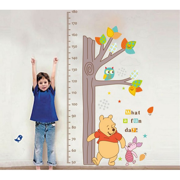 Decal dán tường đo chiều cao Gấu Pooh [FREESHIP 50K] trang trí phòng bé yêu