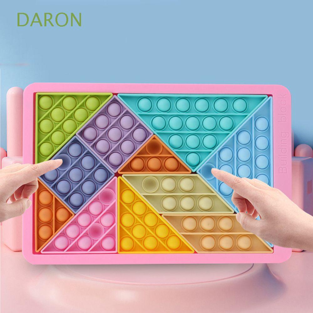 DARON Colourful Tangram Puzzles Fidget Toy Plastic Press Bubble Puzzle Push Pop Sensory Toy Party Gift Autism ADHD Children Silicone Stress Relief Antistress Game Kids Decompression/Multicolor