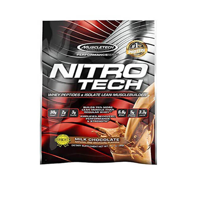 Gói Dùng Thử Sữa Dinh Dương Tăng Cơ Nuôi Cơ Phục Hồi Cơ Bắp Muscletech Nitro Tech 1 Lần Dùng -Từ Mỹ - Chính Hãng 100%