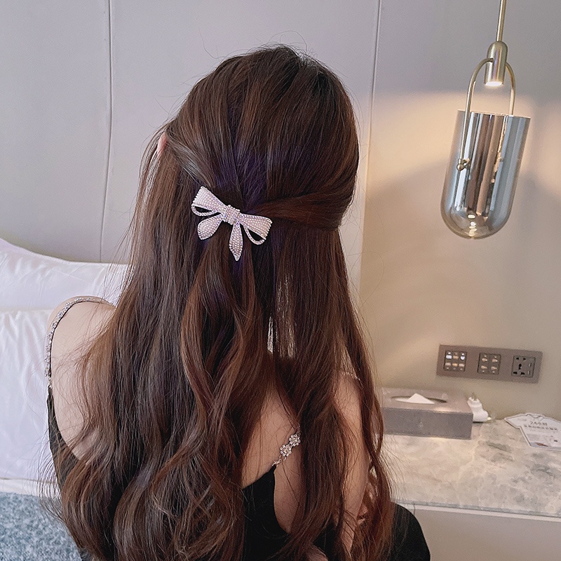 Kẹp Tóc Hình Nơ Đính Ngọc Trai Thời Trang Hàn Quốc