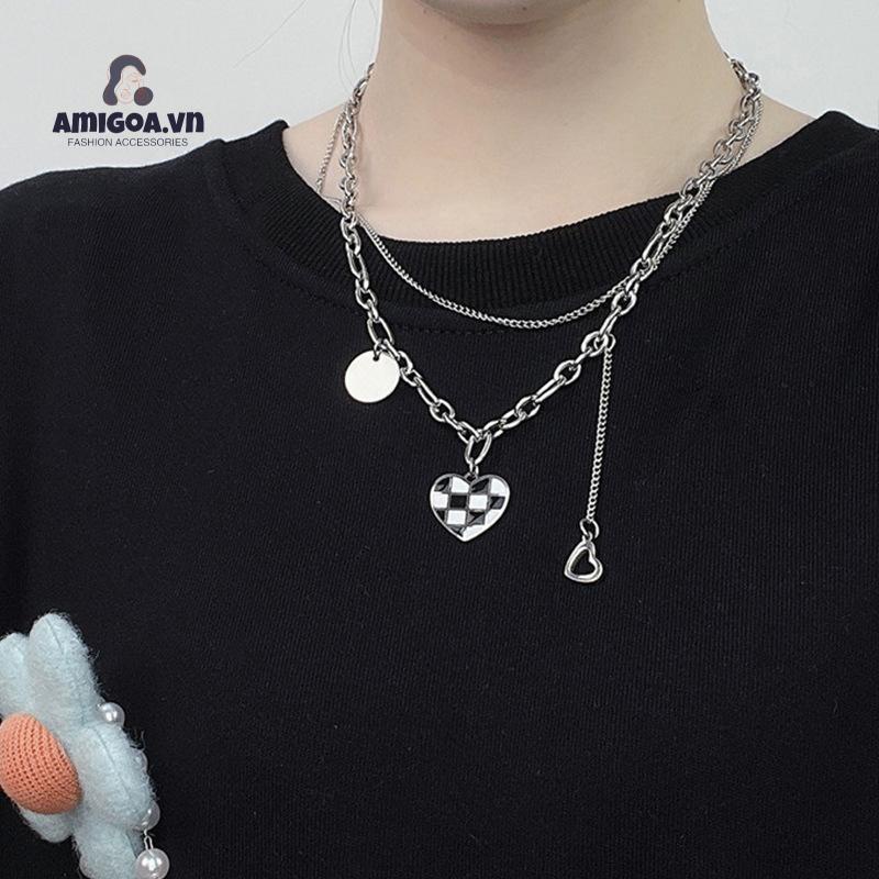 ✨✨Vòng cổ Dáng Dài Mặt Hình Bàn Cờ Độc Đáo Thời Trang