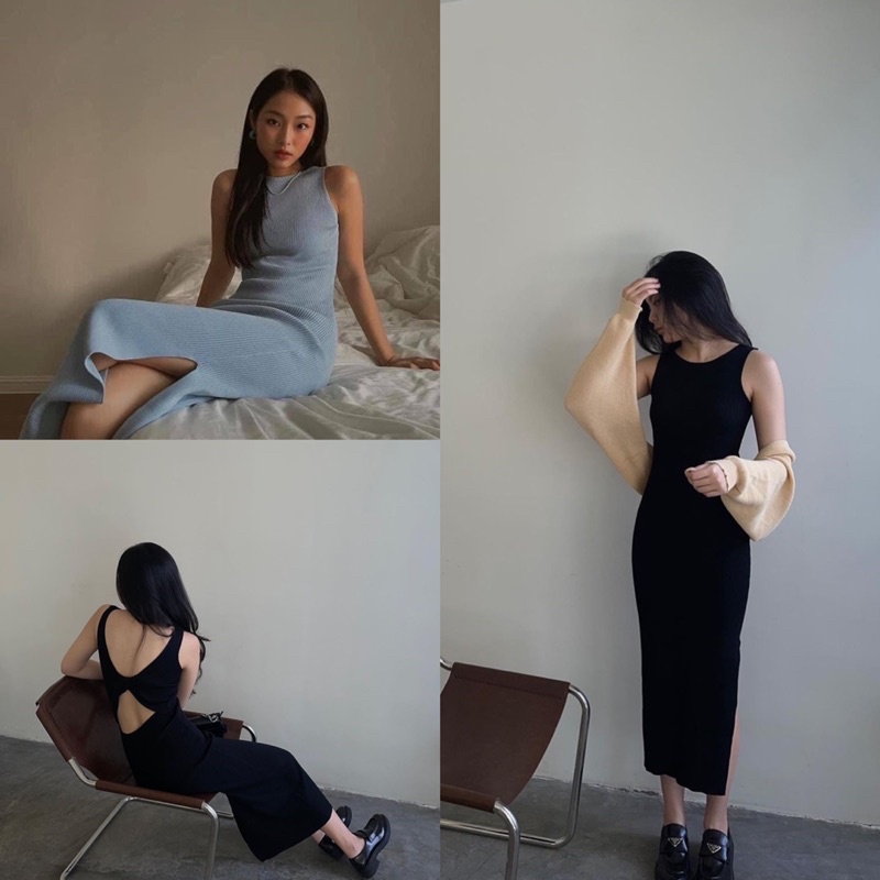 ĐẦM GÂN MIDI XOĂN LƯNG SÁT NÁCH