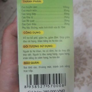 Cao ho minh khang ( tri ho khan ho gió ho có đờm,)