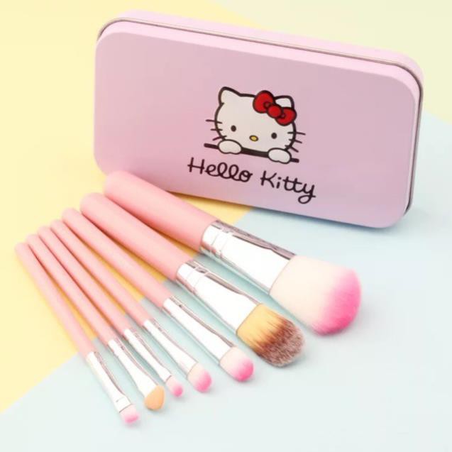 Trùm Giá Tốt - Bộ Cọ Trang Điểm 7 Món Hello Kitty Hàn Quốc, Hàng Loại 1 Hộp Thép
