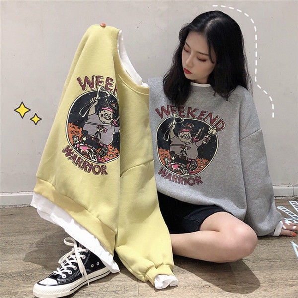 Áo Sweater In Họa Tiết Hoạt Hình Phong Cách Retro Cho Nữ