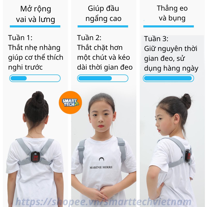 Đai chống gù lưng SMART POSE điều chỉnh tư thế thông minh, cảm biến báo rung, đếm số lần ngồi sai - Bảo hành 06 tháng