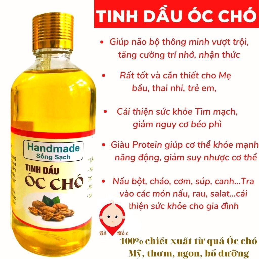 Dầu Óc Chó Mỹ Nguyên Chất Ép Từ Hạt Óc Chó Chuẩn Giàu Omega 3 Cực Tốt Cho Sức Khỏe  - Shop Bố Mốc