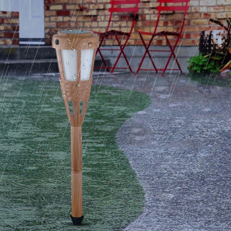 1 Đèn LED Năng Lượng Mặt Trời Mô Phỏng Ngọn Lửa Tre Chống Mưa Trang Trí Sân Vườn Ngoài Trời