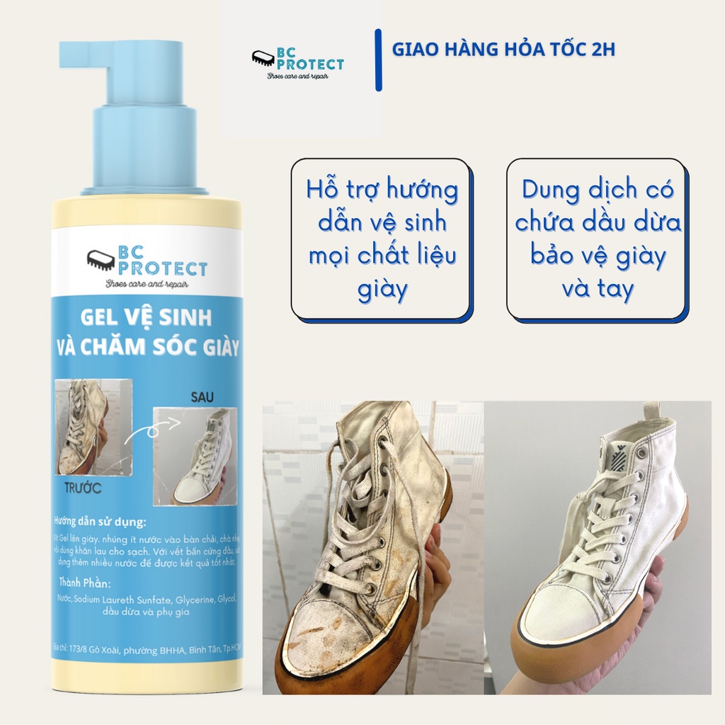 Dung dịch vệ sinh, làm sạch và chăm sóc giày trắng, giày thể thao BC Protect