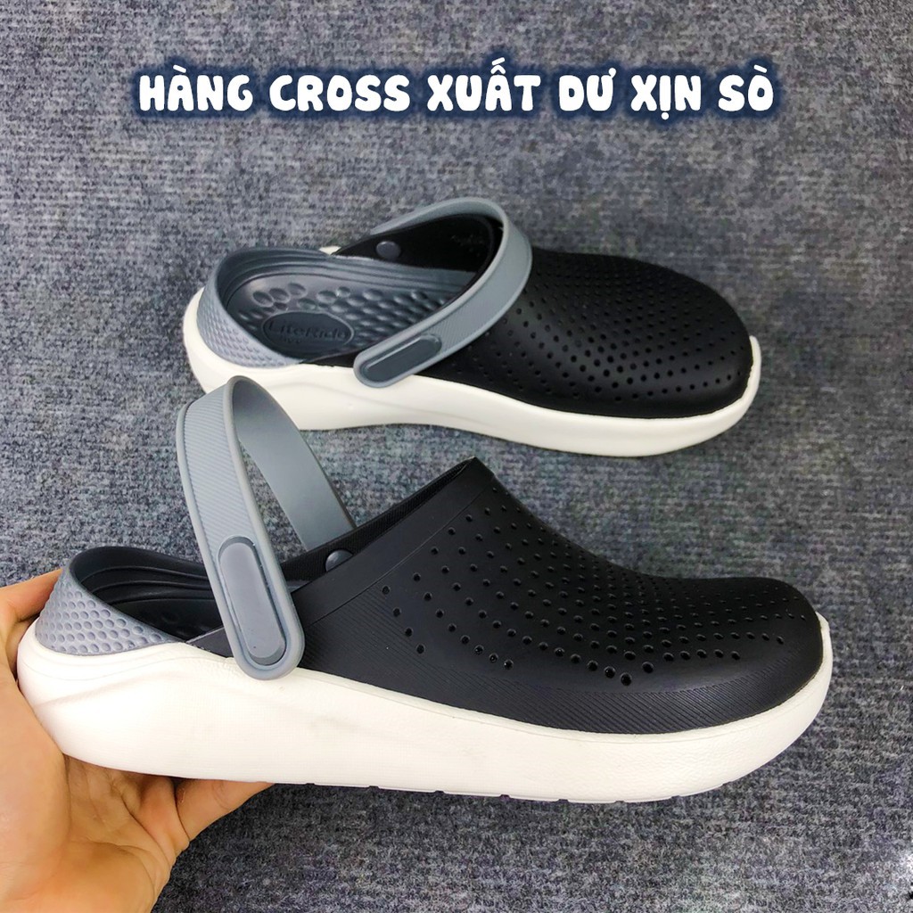 Dép Cross Literide Nam Nữ màu Đen đế Xám, Hàng loại 1 full tag, full box hãng