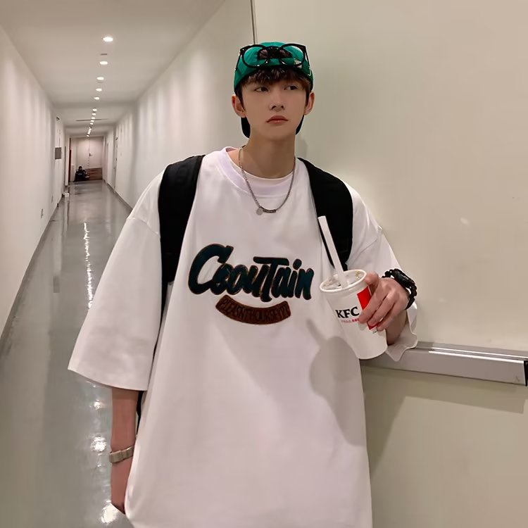 Áo Thun Dáng Rộng In Chữ Phong Cách Hip Hop Đường Phố Hàn Quốc Thời Trang Mùa Hè Cho Nam Và Nữ Cỡ Lớn M-8XL