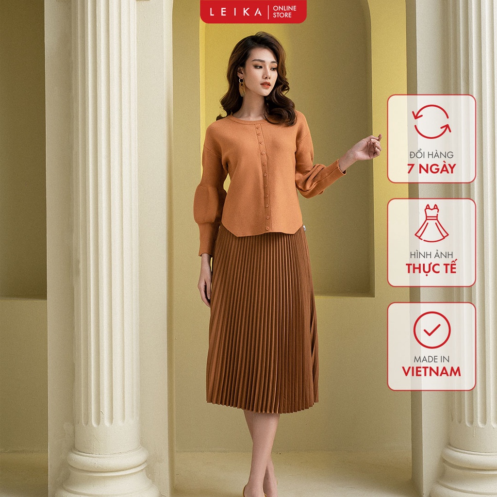 [Mã BMBAU50 giảm 50K đơn 150K] Áo len dài tay tay bồng đuôi tôm LEIKA