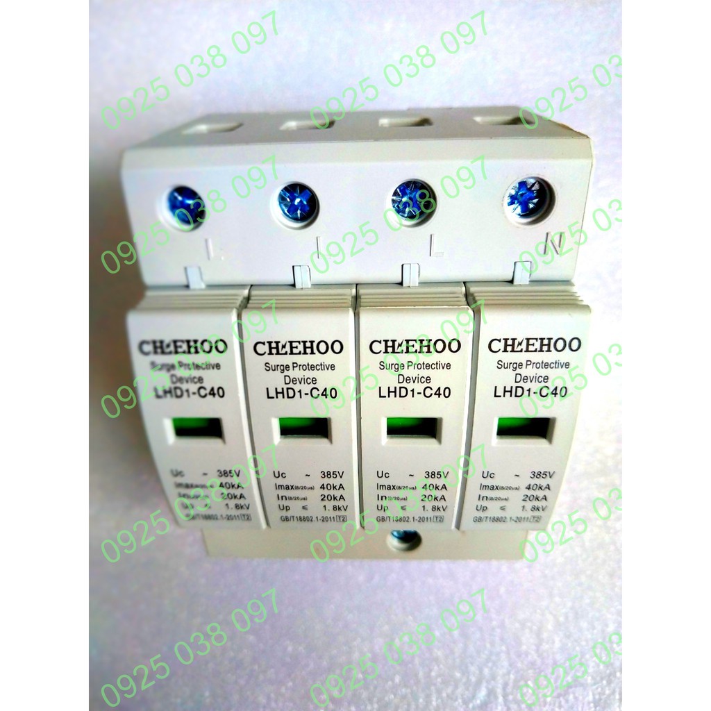 Cắt sét AC 3 pha 20kA 40kA 8/20us 380VAC 400VAC bảo vệ PLC relay trung gian, biến tần, màn hình cảm 
