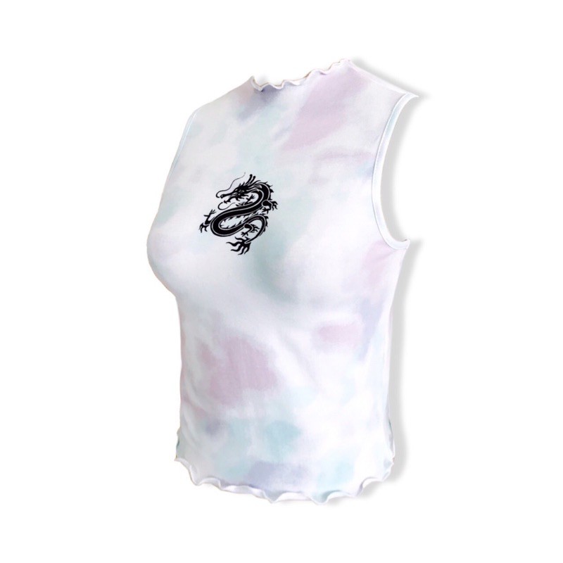 Áo croptop cổ lọ cuốn biên Wash