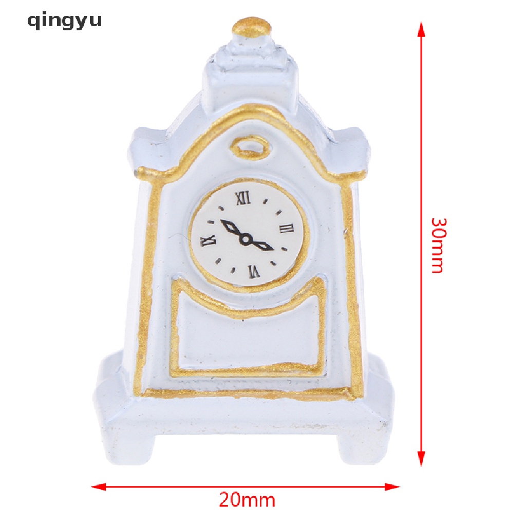 1 Mô Hình Đồng Hồ Để Bàn Màu Trắng Phong Cách Retro Cho Nhà Búp Bê Tỷ Lệ 1: 12