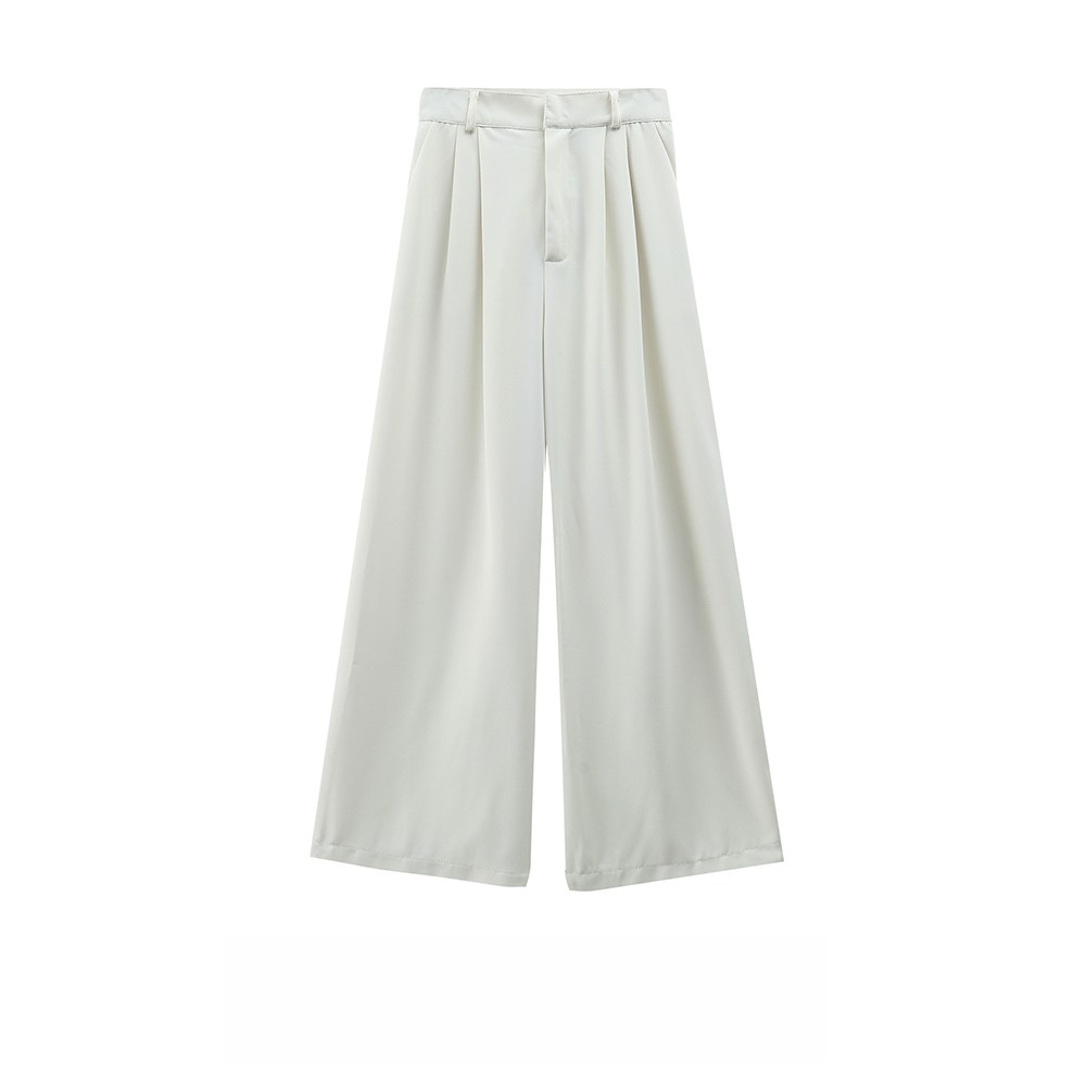 NUZIRO  Quần Dài Lưng Cao Ống Rộng Phong Cách Hàn Quốc