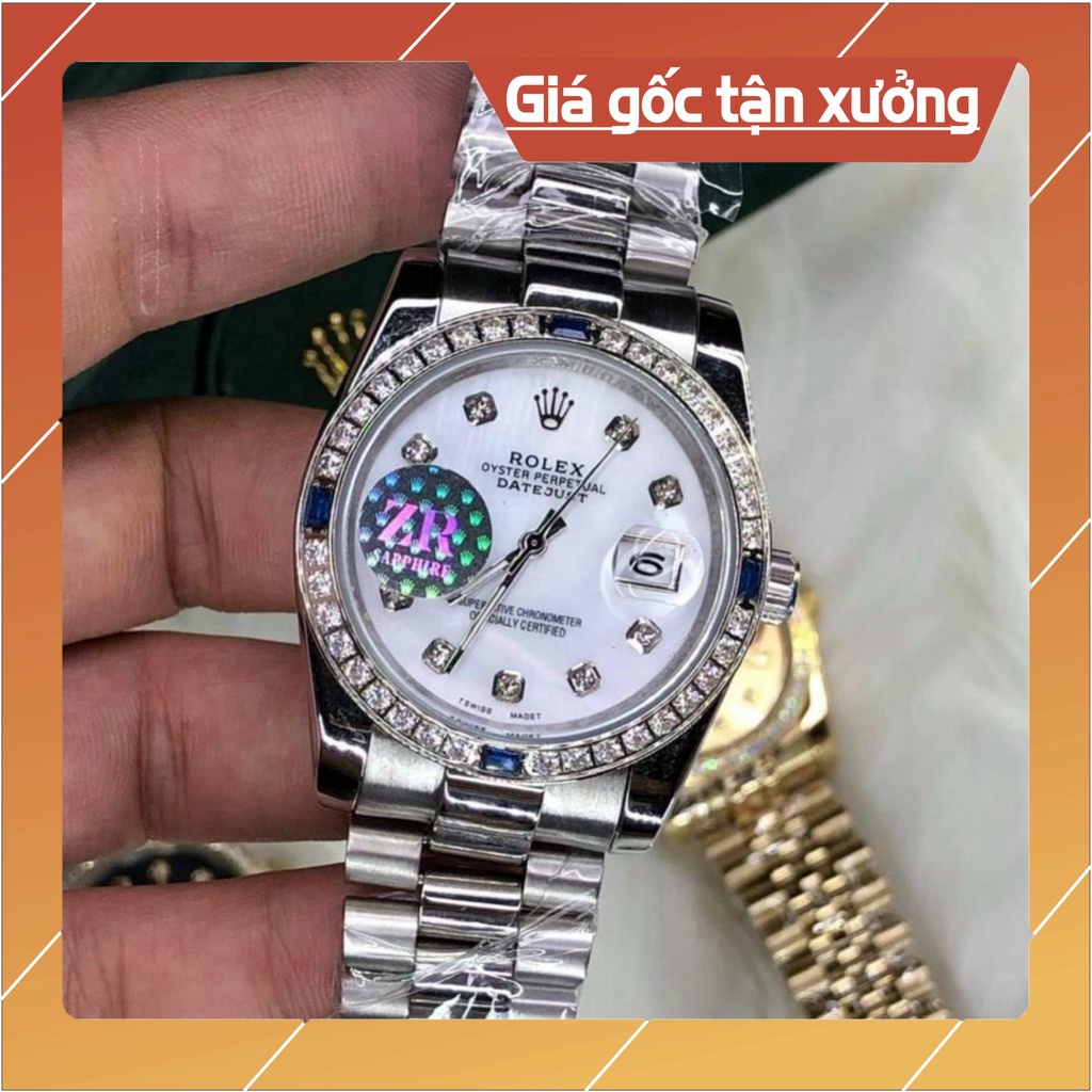 Đồng Hồ Nam RoLex Sapphire RA35 Viền 4 đá xanh Máy cơ Automatic Nhật Chống xước Tuyệt Đối