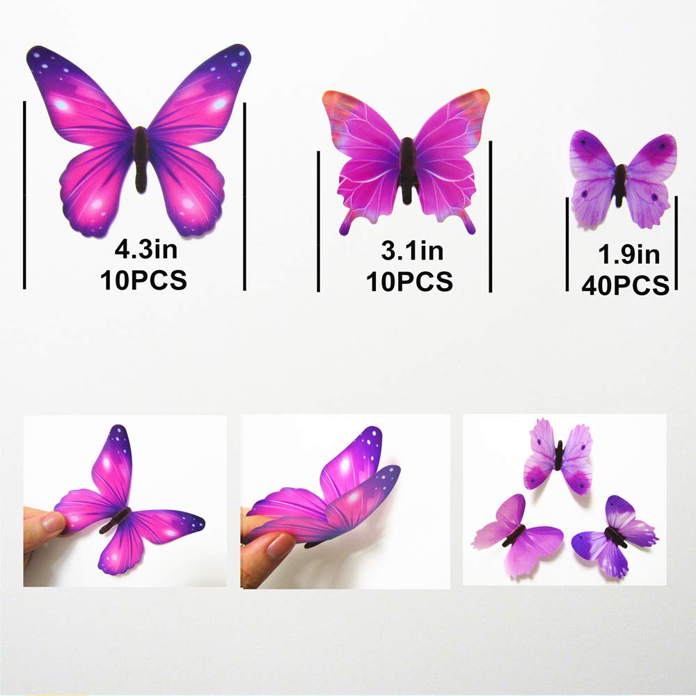 Set 12 Miếng Dán Tường Hình Bướm 3d Có Thể Tháo Gỡ Trang Trí Phòng Ngủ Cho Bé