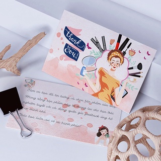Card Thanh You, Card Cảm Ơn, Thiệp Cám Ơn - Size 8.8x5.3 cm - Giấy C300 Cán Màng Mờ Màu Hồng Cô Gái Mã CN-05