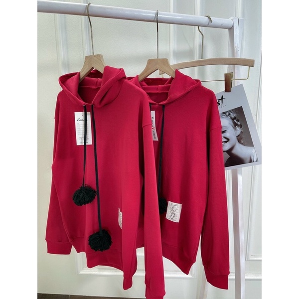 [CÓ ẢNH THẬT] Áo Nỉ Hoodie Đỏ Trơn Unisex Nam Nữ- Áo Diện Noen Tết Ulzzang