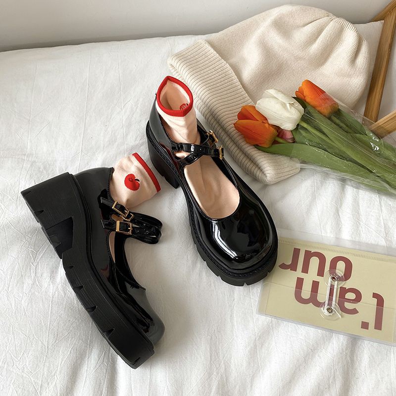 [Sẵn đen bóng 39] Giày búp bê lolita đế răng cưa | BigBuy360 - bigbuy360.vn