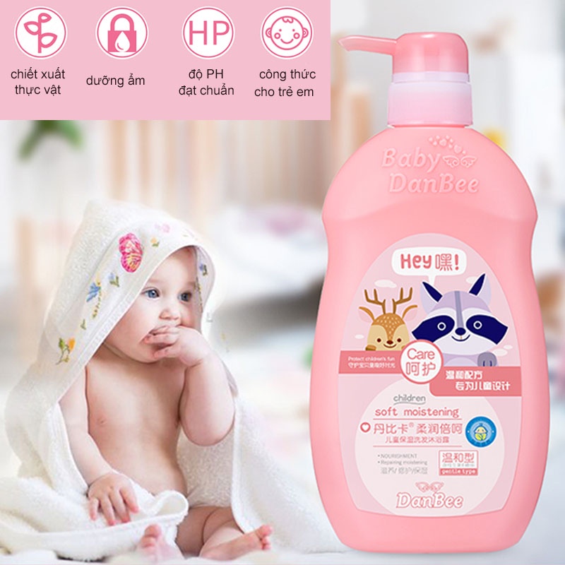 Sữa Tắm Gội Danbee 2in1 Cho Bé 800ml Sữa Tắm Gội Thanh Mát Lưu Hương, Dùng Cho Cả Gia Đình, Dịu Nhẹ Không Kích Ứng