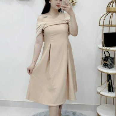 Đầm big size maxi xòe trễ vai từ 60kg-90kg
